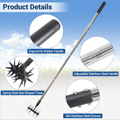 66in Rotary Cultivator Garden Tool with Tempered Spring Steel Tines - color: Black
