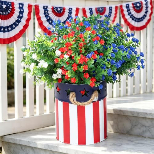 Red White and Blue Flowers, 4th of July Decorations, Porch Decor 12 - color: Bright-bluebright-redwhite