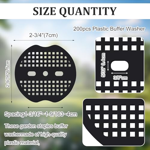 250 Pcs Landscape Staple Gasket Garden Landscape Staples Washer Pad Yard Pins Pad for Outdoor Weed Barrier Fabric Yard Tent (Black)