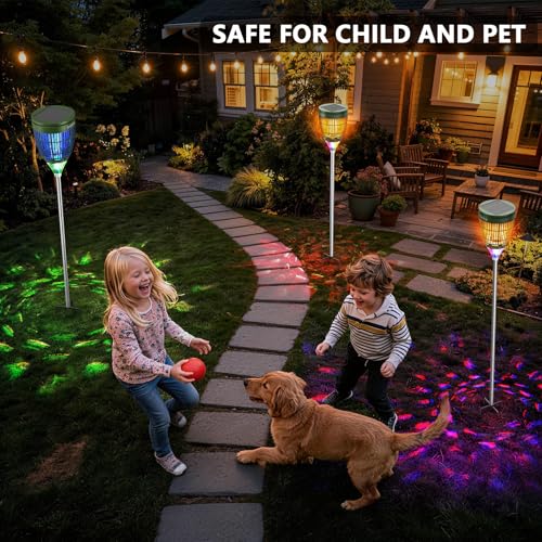 Solar Bug Zapper Outdoor, 4200V Mosquito Zapper with Flame Lights - color: Green