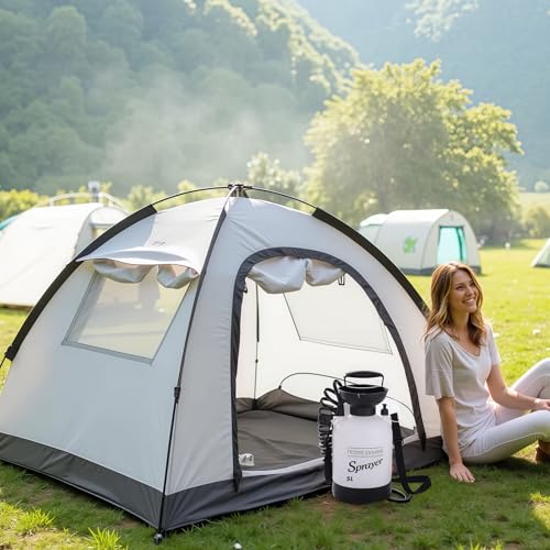 5L Hand Press Portable Shower, 10 Spray Modes with Removable Hose & Shower Head, No Electric Needed – Ideal for Camping Hiking Travel Beach Garden Pet Shower - color: white 5L