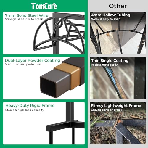 TomCare Garden Hose Holder, 4 Spikes Hose Stand for 160FT Outdoor Hose - color: Deep Black