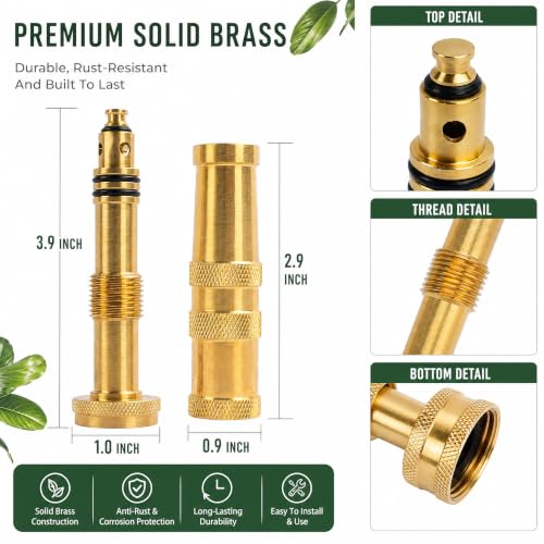 Hourleey Adjustable Twist Hose Nozzle, 4" Heavy-Duty Brass Hose Nozzle with 10 Garden Hose Rubber Washers, 2 Pack - size: 4 Inch Nozzle Twist 2Pack