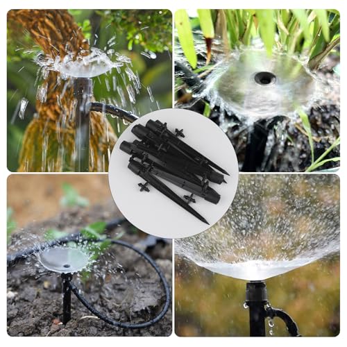 PineHaven 30 Pcs Drip Irrigation Emitters, Adjustable 0-20 GPH Drippers with Stake, 360 Degree Micro Sprinkler Heads for 1/4 Inch Tubing, Garden Lawn Flower Bed Watering System, Easy Installation 