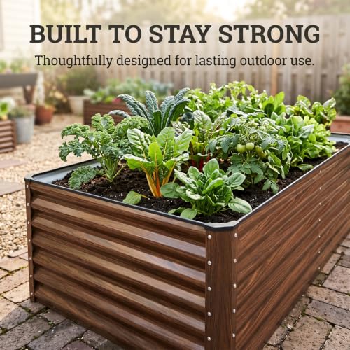 SnugNiture Galvanized Raised Garden Bed 8x4x2FT Outdoor Large Metal Planter Box Steel Kit for Planting Vegetables, Flowers - color: Brown, size: 8x4x2FT