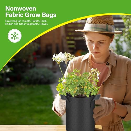 HealSmart 12-Pack 1 Gallon Grow Bags, Nonwoven Aeration Fabric Pots with Handles, Cloth Plant Pots, Suitable for Garden Fruits, Vegetables, Tomato and Flowers, Black - color: Black 12 Pack, size: 1 Gallon