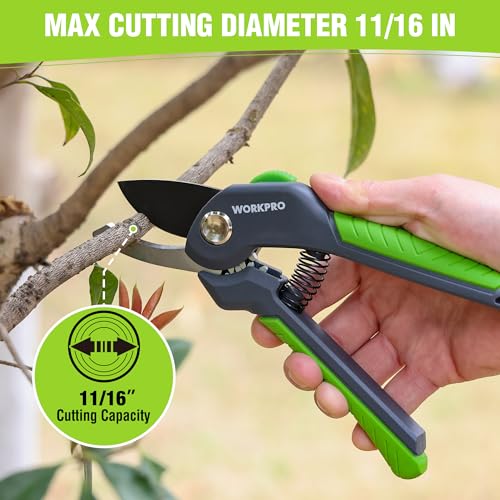 WORKPRO 8.5" Bypass Pruning Shear, Garden Scissors & Clippers
