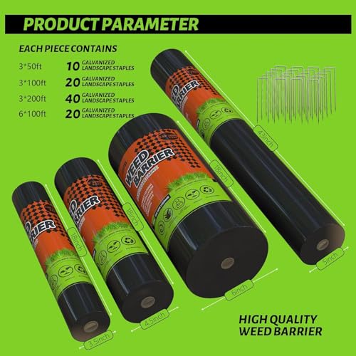 3x100FT Weed Barrier Landscape Fabric Heavy Duty, 3.2oz Durable Geotextile Fabric, Block Gardening Ground Cover Weed Mat, Weed Control Garden Cloth for Landscaping, French Drains, Yard Driveway - size: 3*100ft