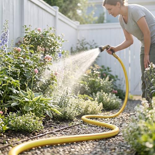 5 ft 3/4” Short Leader Garden Hose, Solution4Patio, Male to Female Fittings - color: Yellow/Red, size: 3/4 in. x 5 ft.