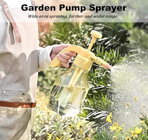 51oz/68oz Handheld Garden Pump Sprayer with Adjustable Nozzle Pressure Sprayer Hand Atomizer for Home Cleaning,Garden,Car Detailing & Washing (51ozYellow) - color: 51ozYellow