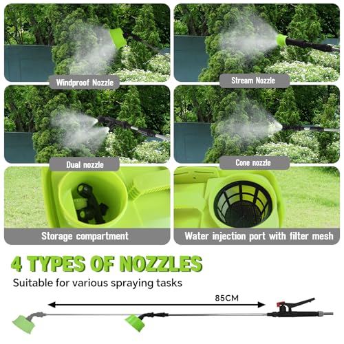 Battery Powered Backpack Sprayer 5.2 Gallon, Compatible with Ma-Kita 18V, 100 PSI Electric Garden Sprayer with 18V 1.8Ah Battery & 4 Nozzles, for Weeding, Spraying & Cleaning(No Battery)