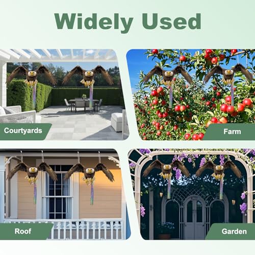 Fake Owl to Keep Pigeon Away from Balcony 2PCS Flat Garden Owl Pigeon Scare Devices Hanging Hawk with Reflective Tape Plastic Owls to Scare Woodpecker for Tree Outdoor Porch Patio Roof Windows - color: Black 2pcs