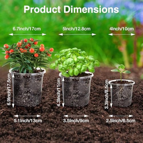Bonviee Clear Nursery Pots with Drainage Holes, 4/5/7 Inch, 30-Pack - size: 4/5/7 Inch-30 Packs