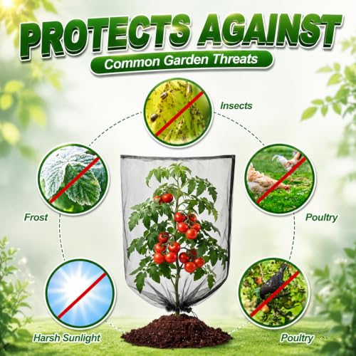 4 Pack Garden Netting Mesh Barrier Bags for Plant Bird Netting for Garden Protection Outdoor Mesh Plant Cover with Drawstring for Berry Bush, Tomato Raised Bed Fruit Tree(2.6 x 3.2 ft) - size: 2.6 x 3.2 ft