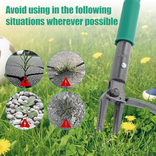 Pragmatist Stand Up Weed Puller Tool with Dual Weed Eject Tech, 4 Claw Steel Head Garden Tools 57.1" Long Handle Weeder, Heavy Duty No Bend Weed Remover for Dandelions, Thistles, Lawn and Yard