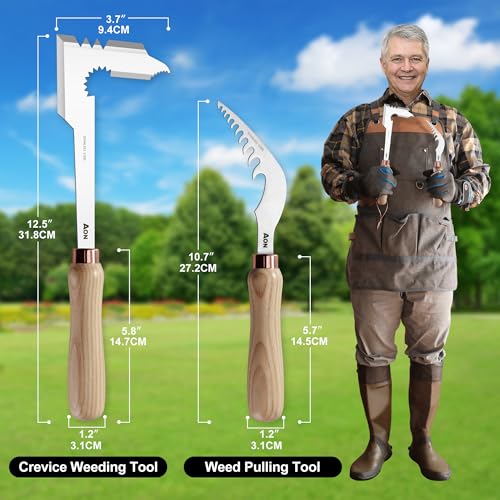 AON 2-Pack Crack Weeder & Root Remover Tool Set for Patios and Gardens