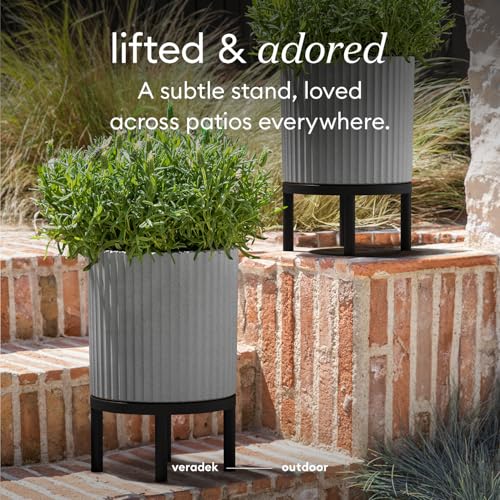 Veradek Demi Series Raised Planter - Round Planter with Stand - color: Gray/Black, size: 12 inch - 2 Pack