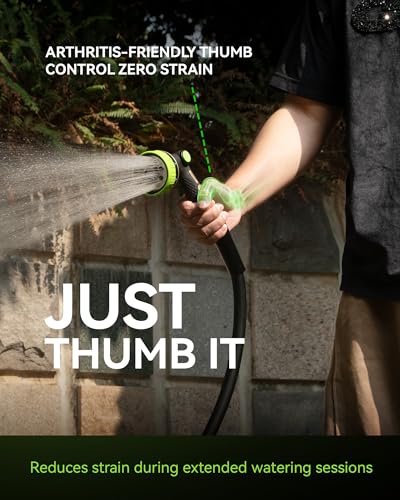 RAINPOINT Hose Sprayer Nozzle Heavy Duty - 8 Spray Patterns Garden Hose Nozzle with Adjustable Flow Control for Watering Plants, Washing Cars,Washing Pets, Thumb Control (Green) - color: Green