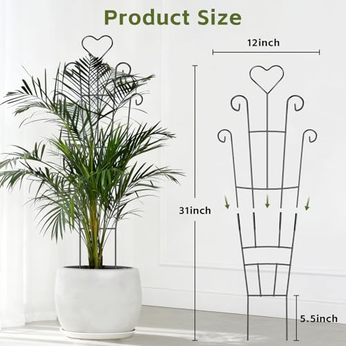 Trellis for Climbing Plants Indoor, 4 Pack 31'' Metal Plant Trellis Indoor for Potted Plants, Sturdy Plant Support Outdoor for Ivy Pothos Monstera Hoya Flower Vine, Heart Shape - size: 31'' Heart Shape