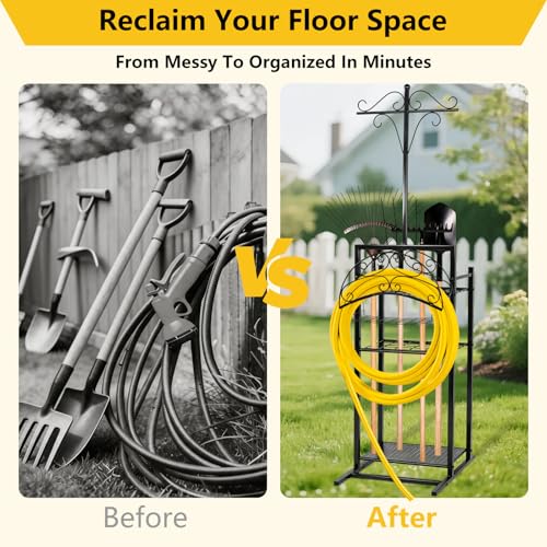 3-in-1 Garden Hose Holder with Tool Organizer