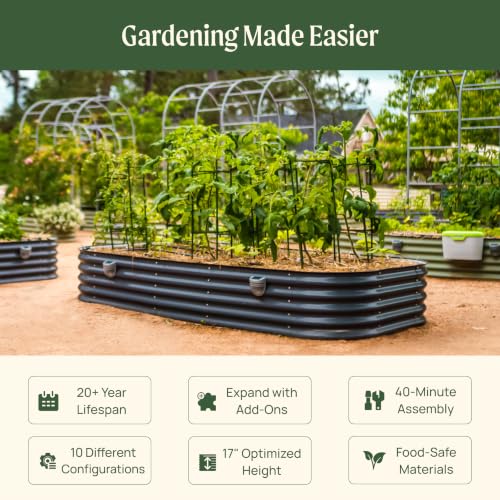 Vego garden Raised Garden Bed Kit, 17" Tall 10 in 1 Jumbo Modular Raised Garden Beds, Metal Planter Box for Vegetables, Flowers, Herbs, Modern Gray - color: Modern Gray