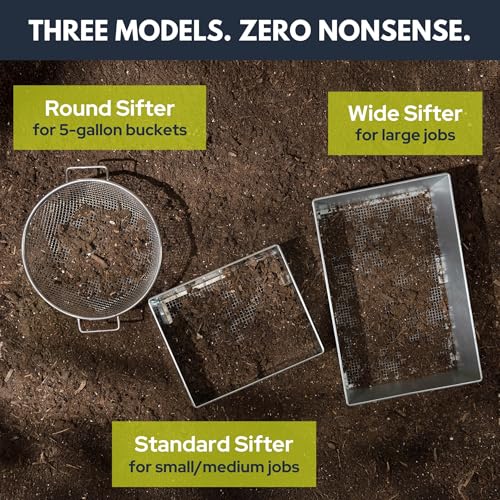 Soil Sifter, 1/4-inch Compact Galvanized Garden Sieve with Gloves - size: 1/4 inch