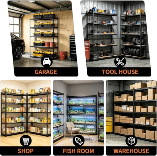 Heavy Duty 5-Tier Storage Shelves, 2204 lbs, 48" W x 18" D x 72.1" H - size: 72.1" H x 35.4" W x 18" D