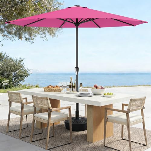 AreShark 12FT Large Outdoor Patio Umbrella, Pool Umbrellas, Rose Pink - color: Rose Pink, size: 12FT
