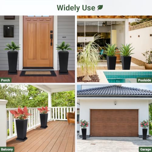 20" Metal Tall Outdoor Planters Set of 2, Durable & Wealtherproof - size: 20" H