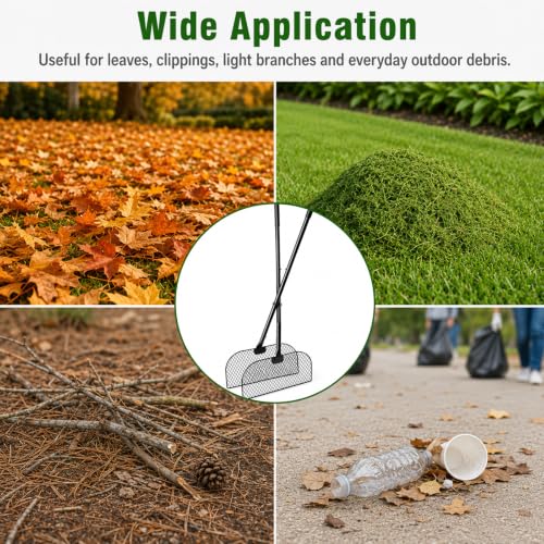 Leaf Grabber Rake with Long Handle, Yard Debris Collector for Lawn