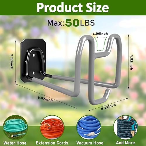 Garden Hose Holder with Hook Heavy Duty Garden Hose Hanger - color: 1pc Gray