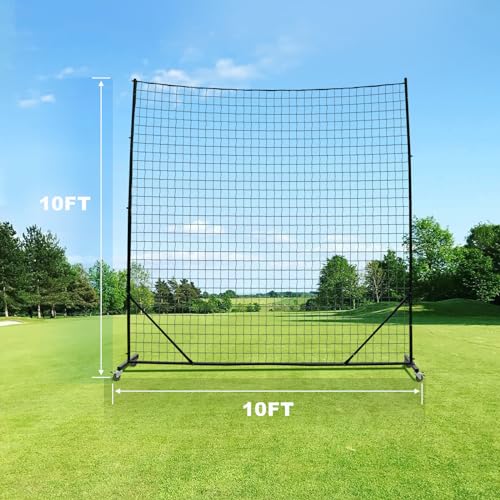 Ball Stop System - Soccer Backstop Net, Heavy Duty, High Impact, Practice Barrier - size: Movable - 4 inch Net, style: 10FT X 10FT