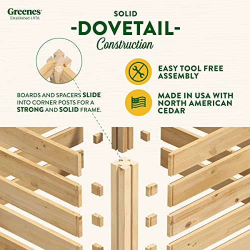 Greenes Fence Premium Cedar Wood Composter, 24" W x 24" L x 31" H (3/4" Thick) / 77.3 Gallons - Made in USA with North American Cedar - size: 2' W x 2' L x 31" H