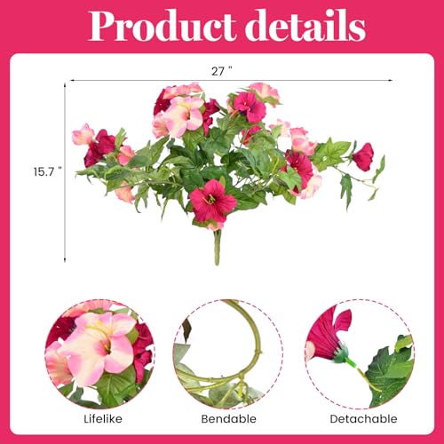 loveMoment Artificial Morning Glory Petunia Silk Flowers for Home Decor - color: Rose Pink