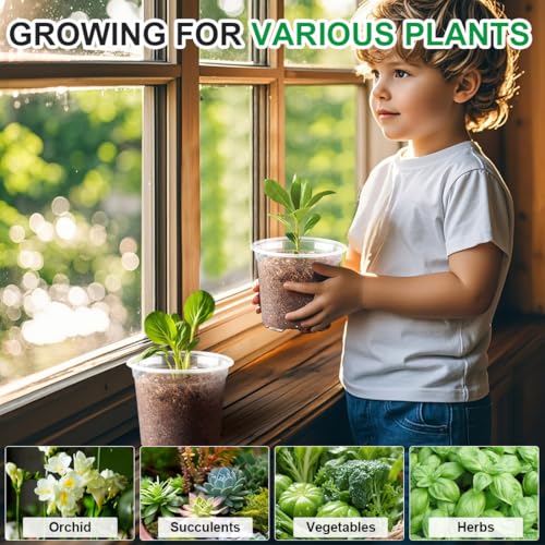 RooTrimmer 100 Pack 4 Inch Clear Plant pots with Drainage Holes, Transparent Nursery Seeding Pots, Flexile Seeds Starter Pots, Seeds Germination (4Inch,100P,Clear) - size: 4 Inch 100P