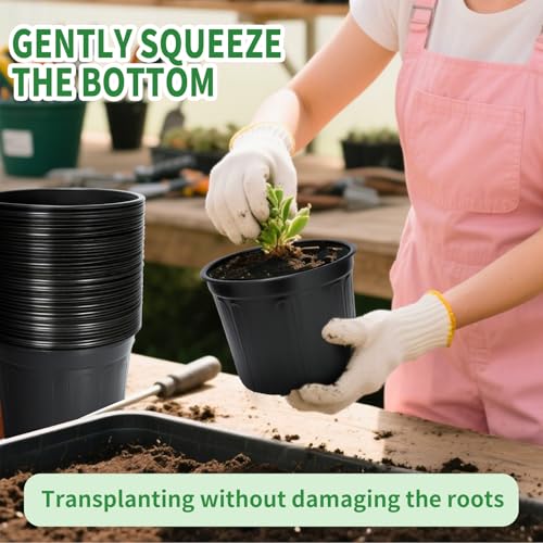 40 Pack 3 Gallon Nursery Pots, 10 Inch Plant Pots with Drainage Holes - size: 3 Gallon