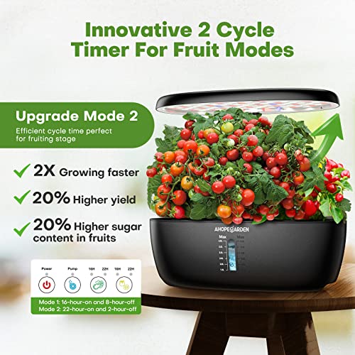 Ahopegarden Hydroponics Growing System: 12 Pods Indoor Herb Garden with LED - color: Matte Black
