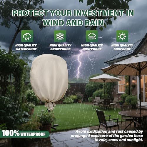 Garden Hose Holder Cover,Waterproof, Dustproof and Sun-Proof Protect Your Garden Hose and prolong its Life(30"W x 10"D x 30"H)(Cover Only) - color: Khaki - Hose Holder Cover, size: 0-200FT
