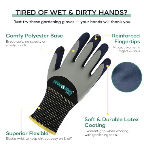 Gardening Gloves, Waterproof Thorn-Proof Latex Work Gloves, Non-Slip Flexible Garden Gloves for Rose Pruning, Weeding, Planting & Yard Work for Men Women, 1 Pair - size: Medium