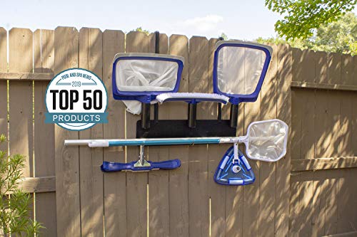 Poolmaster Outdoor Wall-Mounted Tool Organizer Rack, Heavy-Duty Garden Tool Holder and Swimming Pool Equipment Storage for Backyard, Fence, or Garage