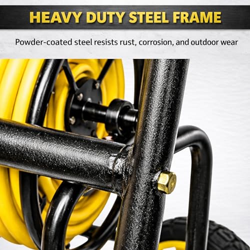 4-Wheel Hose Reel Cart, Heavy Duty Hose Reel, Holds 250ft of 5/8" Hose - size: 250ft Garden Hose Capacity