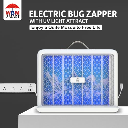 WBM Smart Electric Bug Zapper, LED UV Light Trap Mosquito, Portable & Wall-Mountable High-Voltage Electric Mosquito Bug Zapper Indoor & Outdoor with Safety Mesh