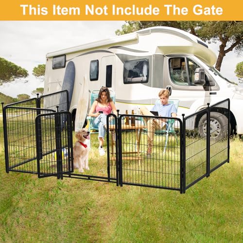 Getlay Doorless 48 in(H) Decorative Garden Fence and Borders, 12 Panels Total 26.6 Ft(L), Outdoor Dog Fence, Fencing for Garden Beds, Dog Play Pen Outdoor, Flower Bed Fencing, Black