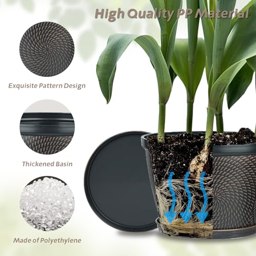 Quarut 4 Pack 8 Inch Flower Pots Planters for Outdoor Indoor - color: Drak Bown, size: 8 Inch