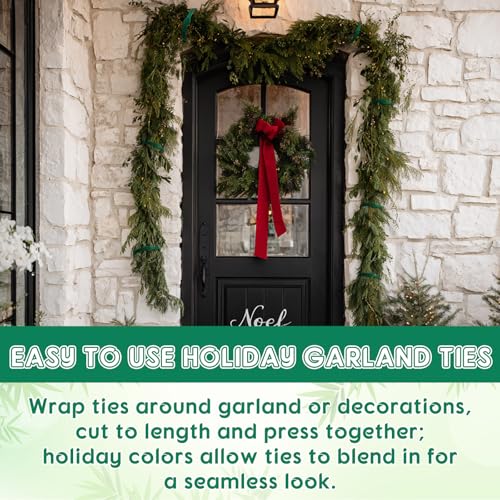 80 Pcs 12 Inch Christmas Garland Green Adjustable Ties - color: Green, size: 12 Inch