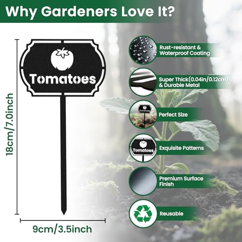 CUTHOLLOW 8PCS Vegetable Garden Plant Markers, Metal Plant Labels - style: Vegetable