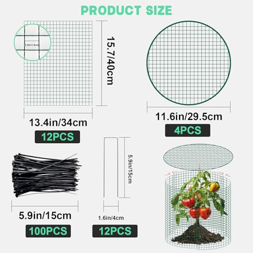 4 Sets 13"x 16" Wire Plant Protector from Animals, Plant Protector Cages - color: Green-4pcs