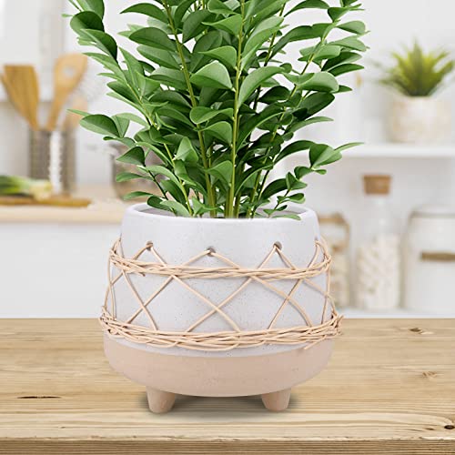 Ceramic Planter Pot for Indoor & Outdoor Plant, Flower - color: Beige Brown