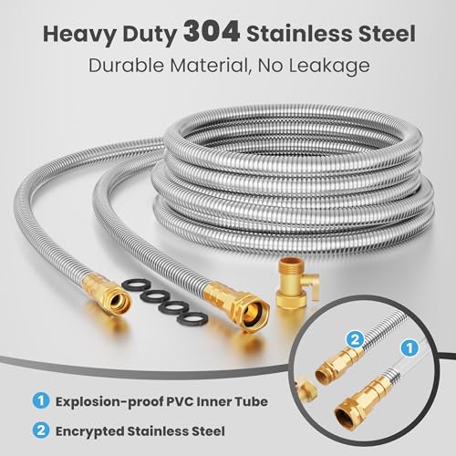 Giraffe Tools Garden Hose 25ft x 5/8", 304 Stainless Steel Metal Water Hose - size: 25FT 5/8"