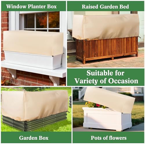 Plant Covers Freeze Protection 2 Pack with Elastic Drawstring, 3.54 oz/yd² Winter Cold Weather Frost Blanket Planter Box Cover for Raised Bed Outdoor Flowers Potted, 59 x 19.6 x 21.6 INCH - size: 59 x 19.6 x 21.6 INCH